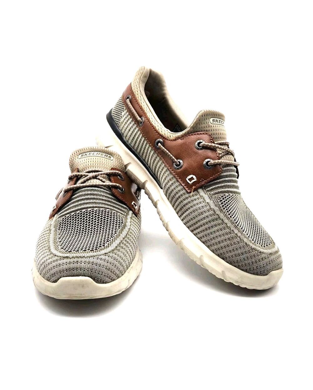 Skechers Del Retto Slip on Men's Wide Fit Boat Shoes Sneakers Taupe Brown Sz 7.5